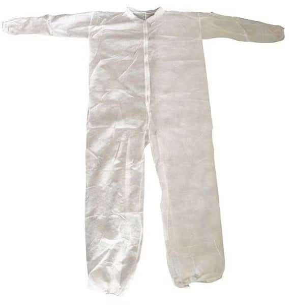 Collared Coveralls,White,M,Elastic,PK25, Mfr#: 26W759, CONDOR