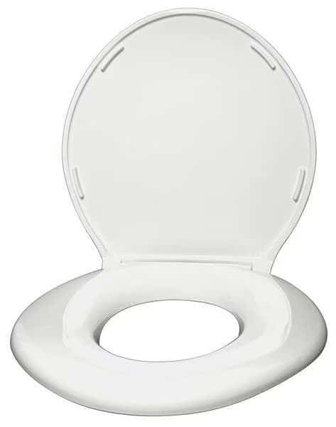 Toilet Seat With Cover, ABS, PVC, Elongated or Round, White