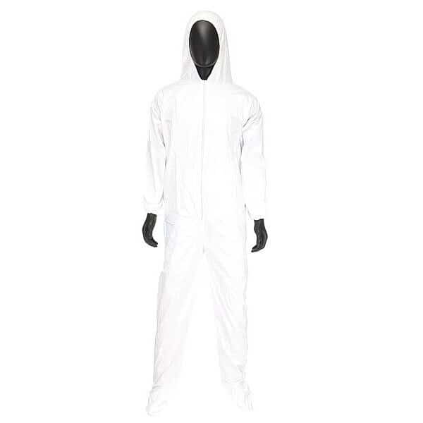 Disposable Coverall, Hooded, 3XL, Microporous, Zipper, Elastic Cuff, Elastic Ankle, Serged Seam