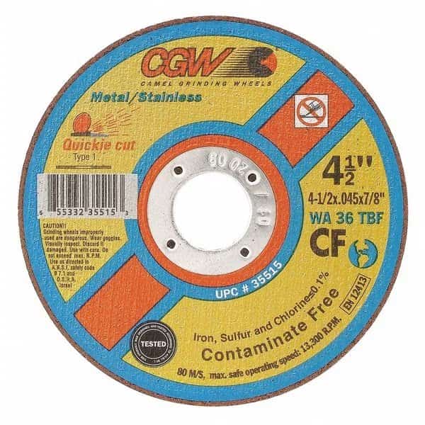 CutOff Whl, 7x1/16x7/8, T1, WA36-T-BF, Type 1, 0.045 Thick, White Aluminum Oxide
