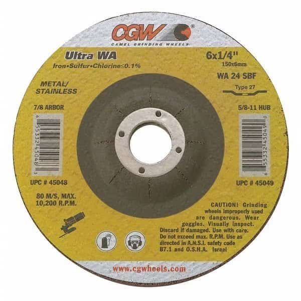 Depressed Ctr Whl,9x1/4x5/8-11,SS,T27, Mfr#: 45082, CGW CAMEL GRINDING WHEELS