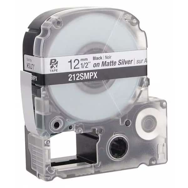 Black Ink/Silver Matte Tape, 1/2" W