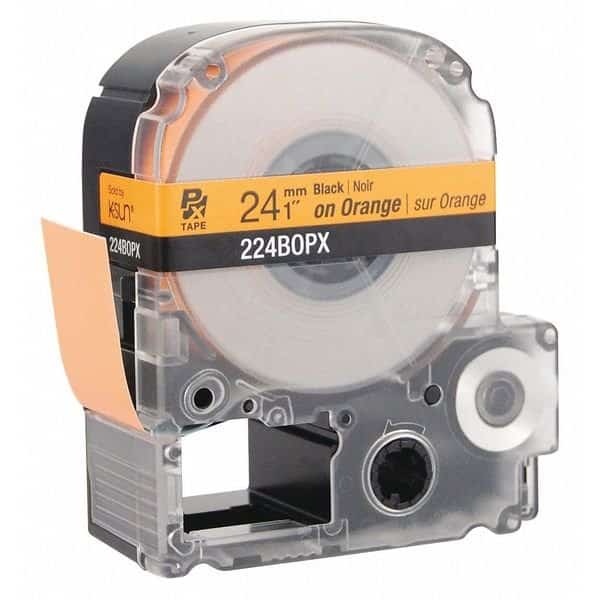 Black Ink/Orange Tape, 1" W, Labelworks Px, Mfr#: 224BOPX
