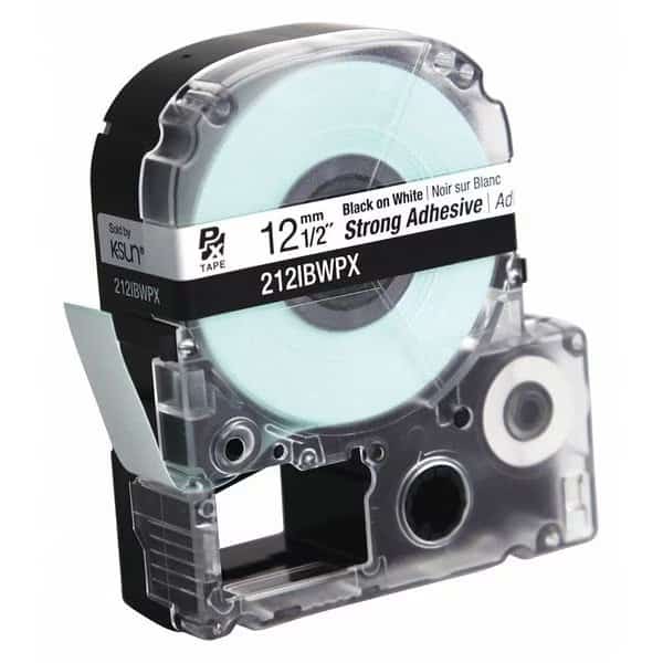 Label Tape,Blk/Wht,Strong Adhesive,1/2", Mfr#: 212IBWPX, LABELWORKS PX