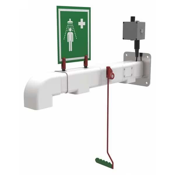 Drench Shower, Freeze Protected, Galvanizedanized Pipes, Wall Mount, 240V C1D2