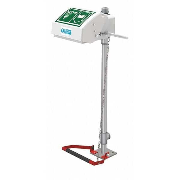 Plumbed Eyewash, Floor Mount, Plumbed, 47 in H., 19 5/6 in W