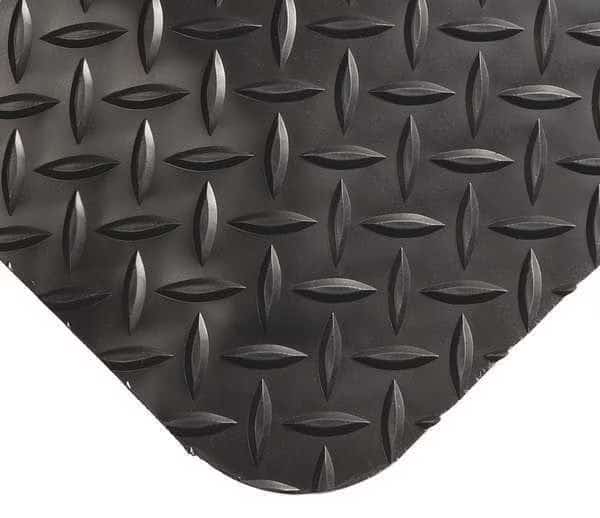 Antifatigue Mat, 71 ft. L x 4 ft. W, 15/16" Thickness, Vinyl, Diamond Plate, Black