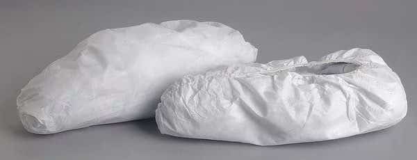 Disposable Shoe Covers, Polyethylene, Polypropylene, White, Slip Resistant Sole: Yes , Universal