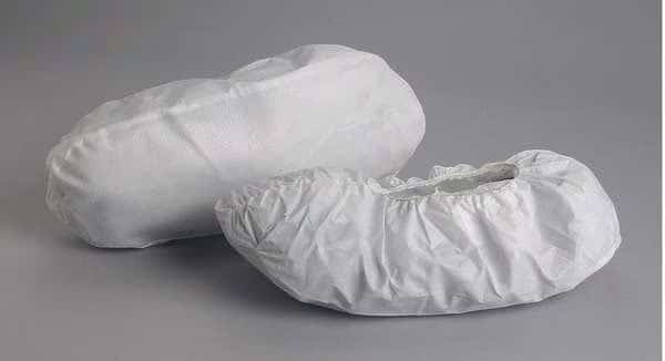 Disposable Shoe Covers, Vinyl, White, Slip Resistant Sole: Yes , Universal