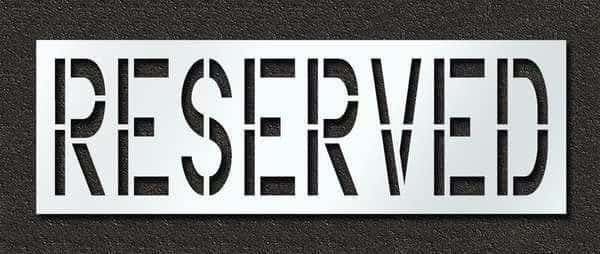 Pavement Stencil,Reserved,24 in, Mfr#: STL-116-72433, RAE