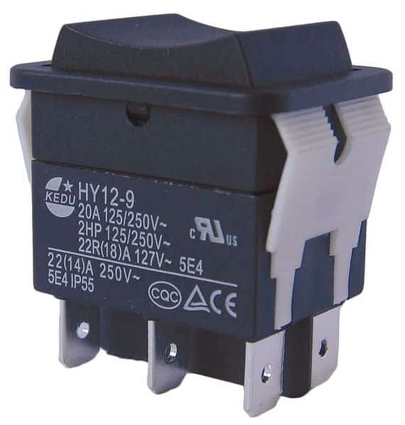 Rocker Switch, DPDT, 6 Connections, POWER FIRST, Mfr# 29FG29