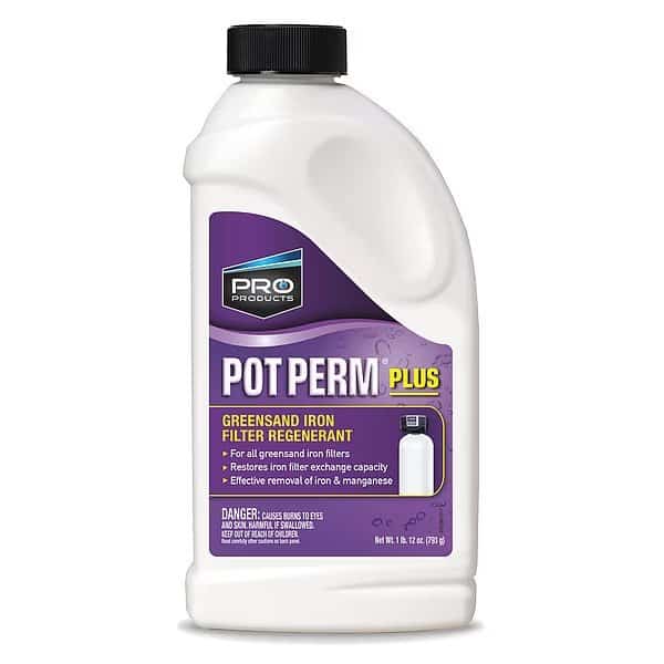 Potassium Permanganate, Pot Perm, Removes Iron/Manganese, 28 oz Bottle, For Greensand Iron Filters, Pro Products, Mfr#: KP02N