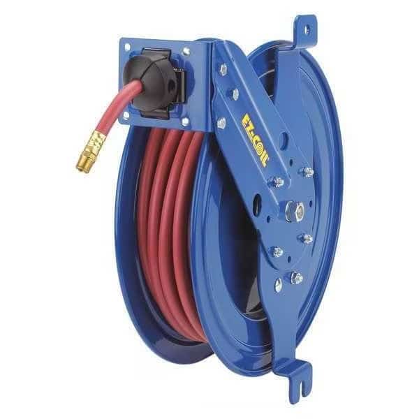Side Mount Reel with Guide Arm, 3/8" Hose Diameter, 50 ft. Length, Carbon Steel