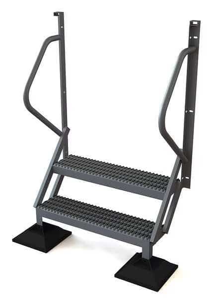 62 in Overall H, Ladder, Aluminum, 2 Steps, Aluminum Mill Finish, 500 lb Load Capacity