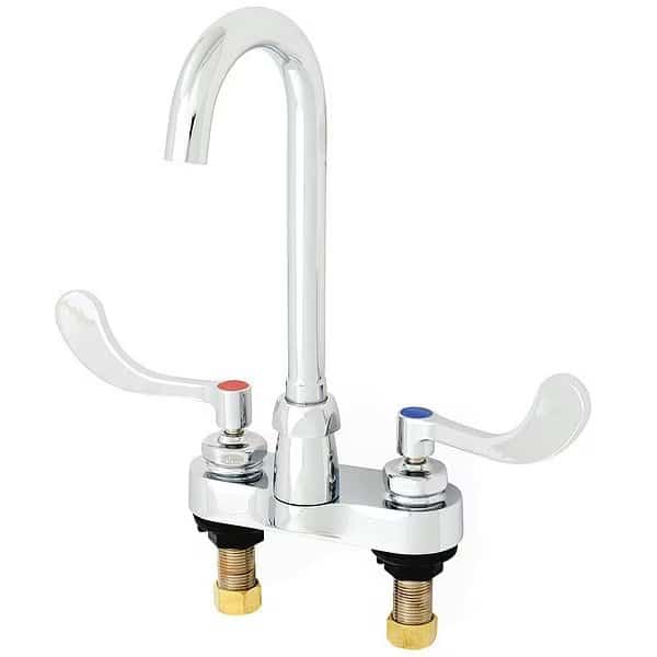 Manual Gooseneck Kitchen/Bathroom Faucet, 4" Mount, Chrome 2 Hole