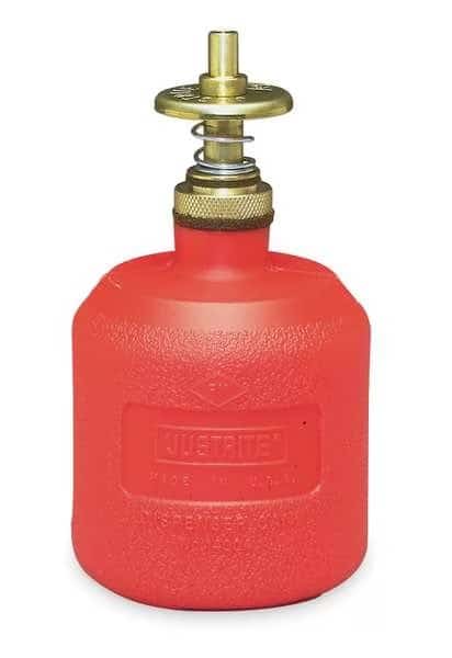 Dispensing Bottle, 8 oz Capacity, Polyethylene, Red, 3 1/8 in Outside Diameter, FM Approved