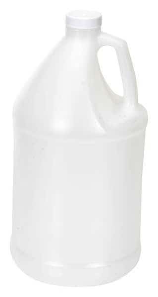 Jug, 3.79 L Capacity - mL, 1 gal Capacity - oz, Screw On Closure, HDPE, Blow Molded Handle, White
