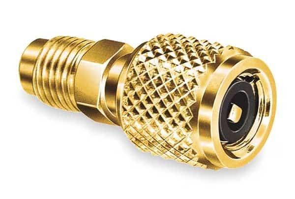 Quick Coupler, 180 Degree, 3 in L, 5/16 in Female SAE x 1/4 in Male SAE, Right Hand, Brass