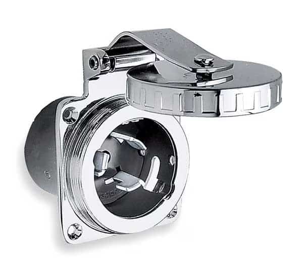 Flanged Inlet,250V,50A,3P,4W,1PH, Mfr#: HBL504SS, HUBBELL WIRING DEVICE-KELLEMS