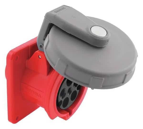 Watertight Pin & Sleeve Receptacle, 60 A, 277/480V AC, Three Phase, 4 Pole, IEC Grounding