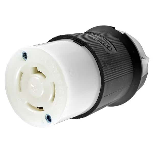 Locking Connector, Non-NEMA, 20 A, 250V AC, Three Phase, 3 Pole, Screw Terminals, Black, White