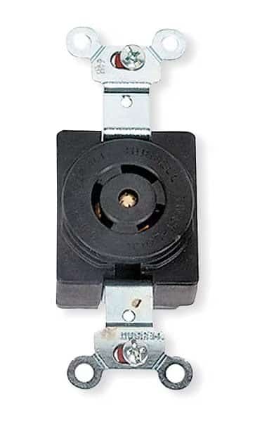 Locking Receptacle, Non-NEMA, 10/15 A, 125/250V AC, Single Phase, 3 Pole, Flush Mount