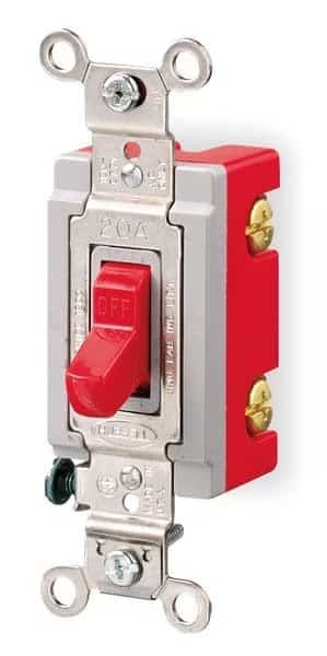 Wall Switch, 3-Way, 120/277V, 20A, Red, Toggl