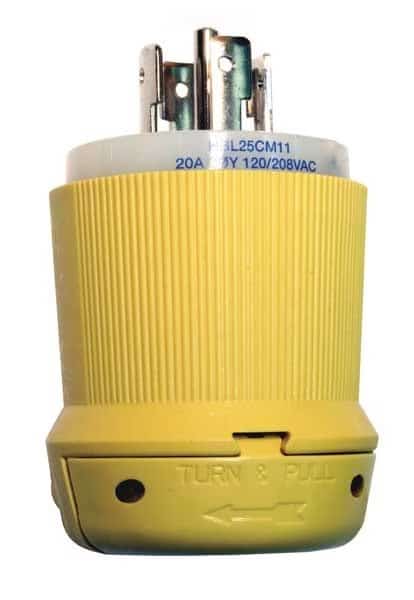 Plug,120/208VAC,20A,L21-20P,4P,5W,3PH, Mfr#: HBL25CM11, HUBBELL WIRING DEVICE-KELLEMS
