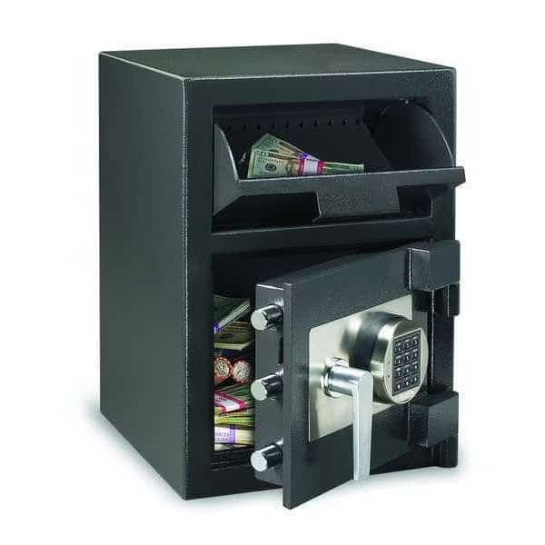 Depository Safe with Programmable Electronic w/Time Delay 108 lb, 1.09 cu ft, Solid Steel