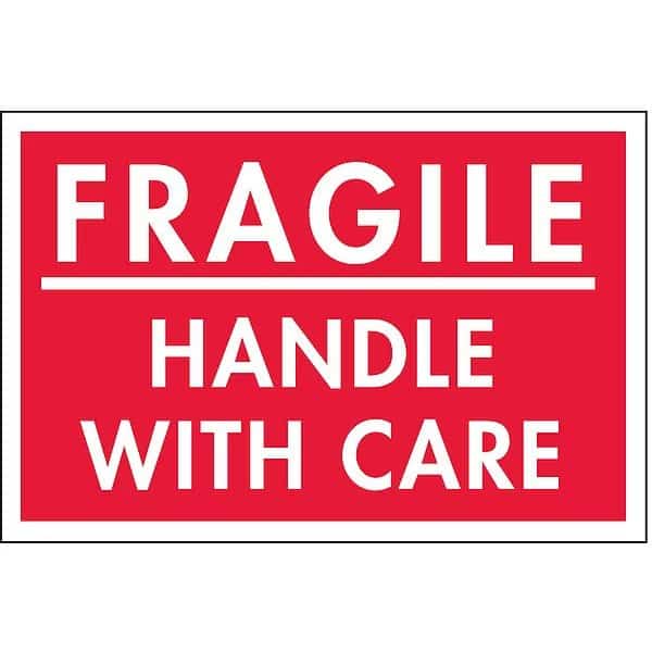 2" x 3" Adhesive Back Shipping Labels, Fragile Handle with Care, Pk500