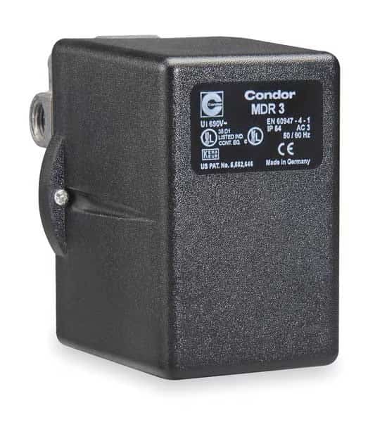 Pressure Switch, (1) 3/8 in FNPT, (3) 1/4 in FNPT, (4) Port, 3PST, 40 to 360 psi