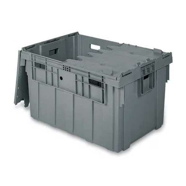 Gray Attached Lid Container, Plastic, 45.63 gal Volume Capacity, Buckhorn, Mfr#: AS3424201201000
