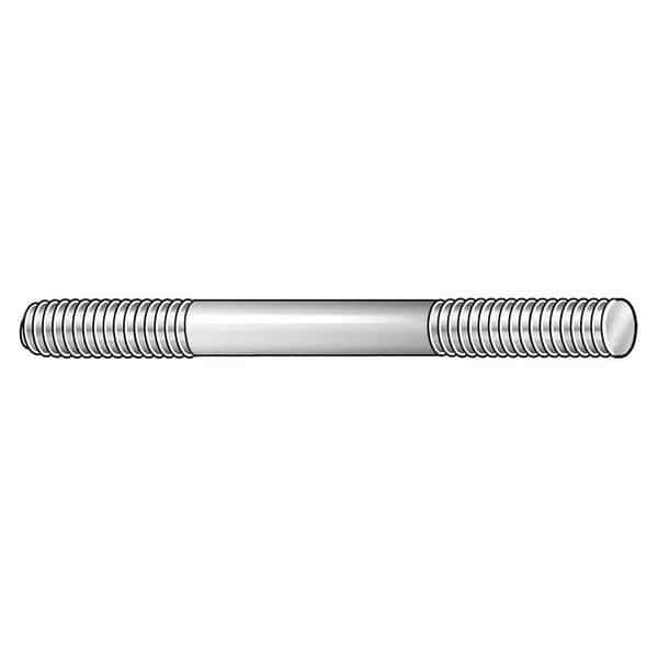Double-End Threaded Stud, M16-2mm Thread to M16-2mm Thread, 80 mm, Steel, Black Oxide, 2 PK