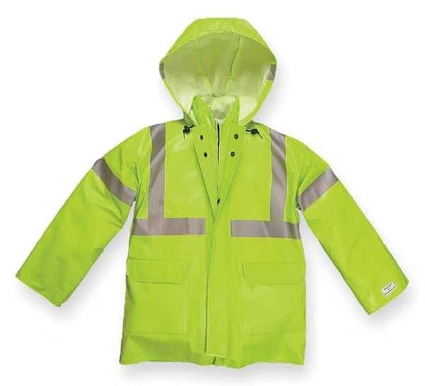 Arc Flash Rain Jacket, 7.2 cal/sq cm, 4XL, 8 oz Leather PU/PVC, Zipper Front with Dual Over Closure