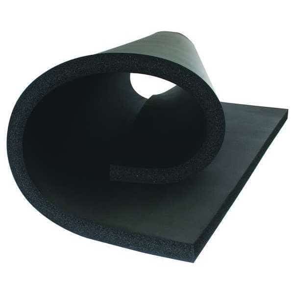 Flexible Insulation Sheet, 1/2 in Thick, 4 ft L x 36 in W, 2 R-Value, Buna-N Rubber/PVC, Black