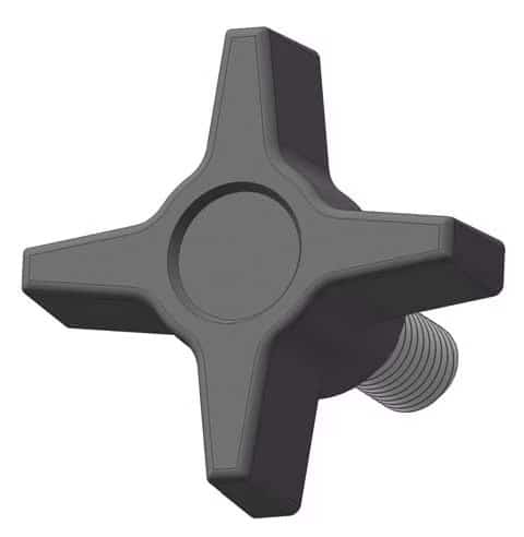 Four Prong Knob with Screw, 5/16-18 Thread Size, 1.125"L, Steel