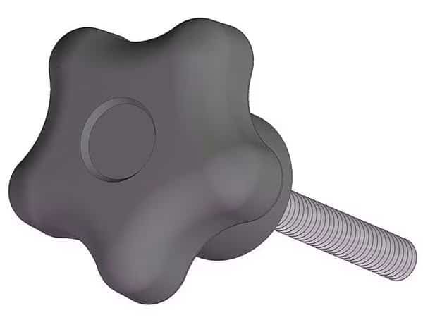 Star Knob with Screw, 1/4-20 Thread Size, 1.00"L, Steel