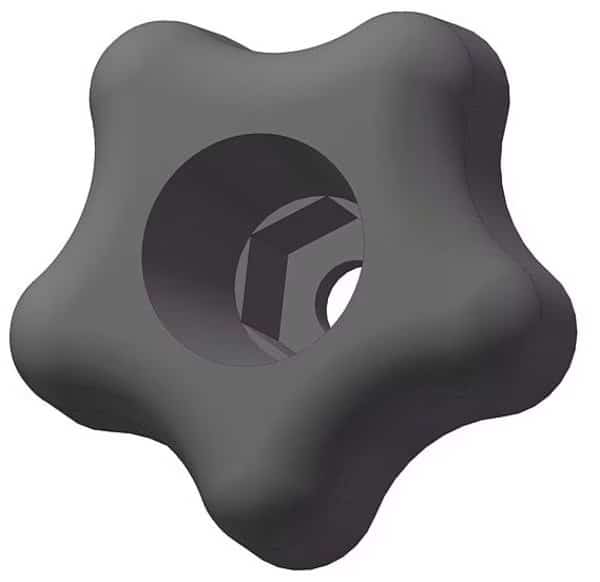 Snap Lock Star Knob, 1/4" Thread Size, 1-3/8" Dia., Plastic