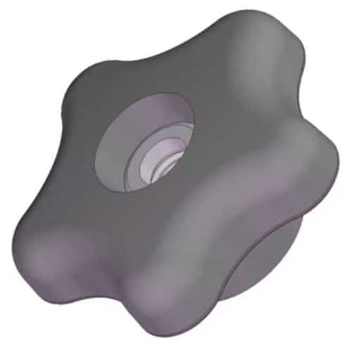 Star Knob, 1/4-20 Thread Size, 1"L, Thru Tap, Steel