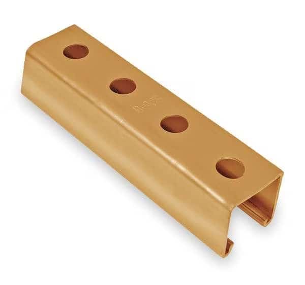 Single Channel Strut, Punched, Steel, Electroplated, 9/16 in Hole Size, Gold