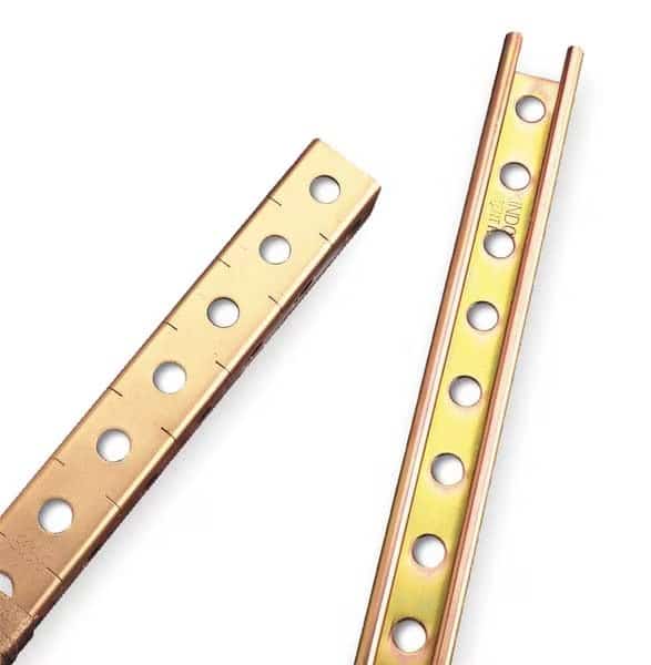 Single Channel Strut, Punched, Steel, Electroplated, 9/16 in Hole Size, Gold