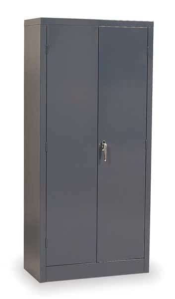 Shelving Storage Cabinet, 72 in H, 36 in W, 18 in D, Swing, Keyed, Gray, 4 Shelves, 0 Drawers