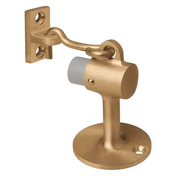 Hook-Style Door Holder, Cast Brass, Gold, 3-3/4"H x 1-3/4"W