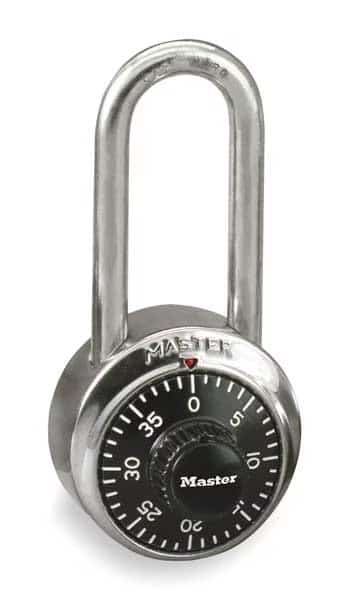 Combination Padlock, Front, Black/Silver