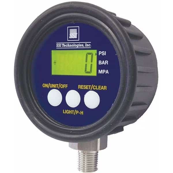 Digital Industrial Pressure Gauge, 0 to 100 psi, 2 1/2 in Dial, 1/4 in NPT, Bottom Location