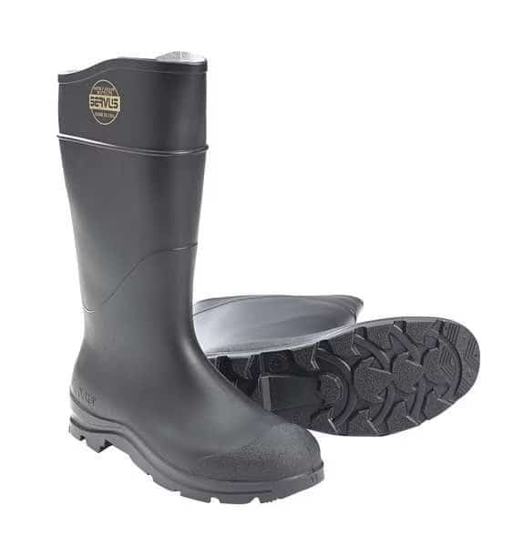 Steel-Toe Rubber Boot, PVC, Knee-Height, Comfort Technology, Black, Men's Size 7, 1 Pair