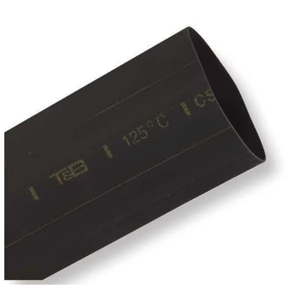 Heat Shrink Tube, Thin Wall, 2:1 I.D. Shrink Ratio, 0.19 in I.D. Before Shrinking, Black, 6 in