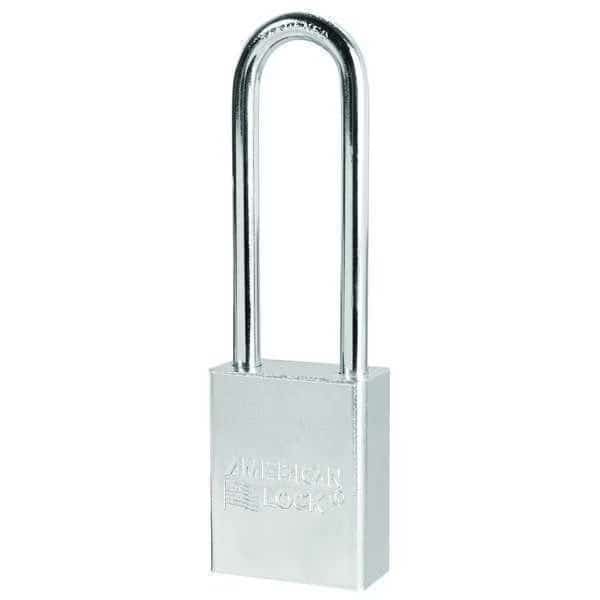 Padlock, Keyed Different, Long Shackle, Rectangular Steel Body, Boron Shackle, 3/4 in W