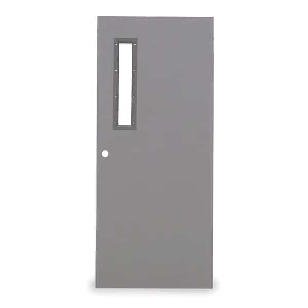 Narrow Light Steel Door with Glass, 80 in H, 36 in W, 1 3/4 in Thick, 16-gauge, Type: 1
