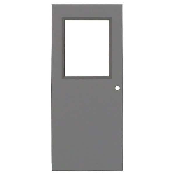 Half Glass Steel Door, 80 in H, 48 in W, 1 3/4 in Thick, 16-gauge, Type: 2